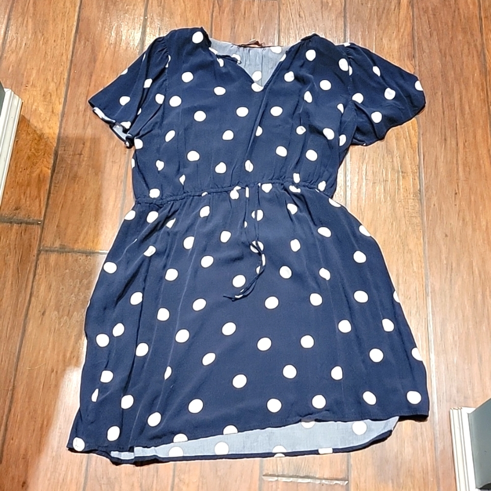 Loft Navy poka dotted dress